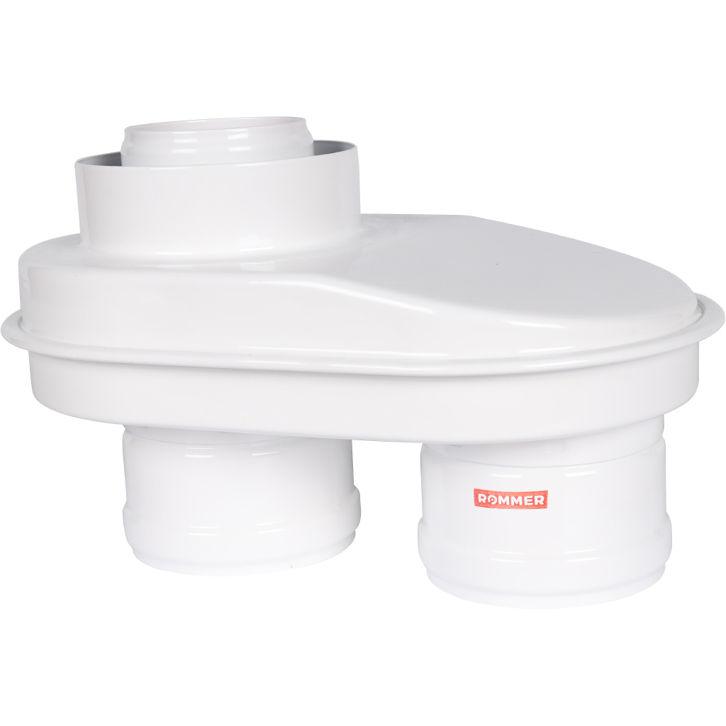 Адаптер моноблочный универсальный традиционный ROMMER переход на двухтрубную систему D80/80 (Литой) (кроме Immergas и Navien Deluxe 75/100), RCA-8080-250002