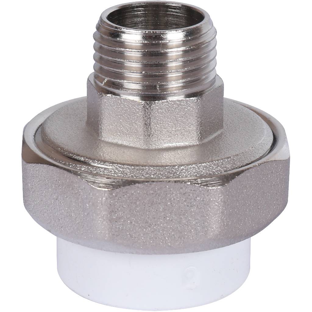 Муфта разъемная с наружной резьбой Политэк 25х1/2 для полипропиленовых труб под сварку (цвет белый), 9800002512