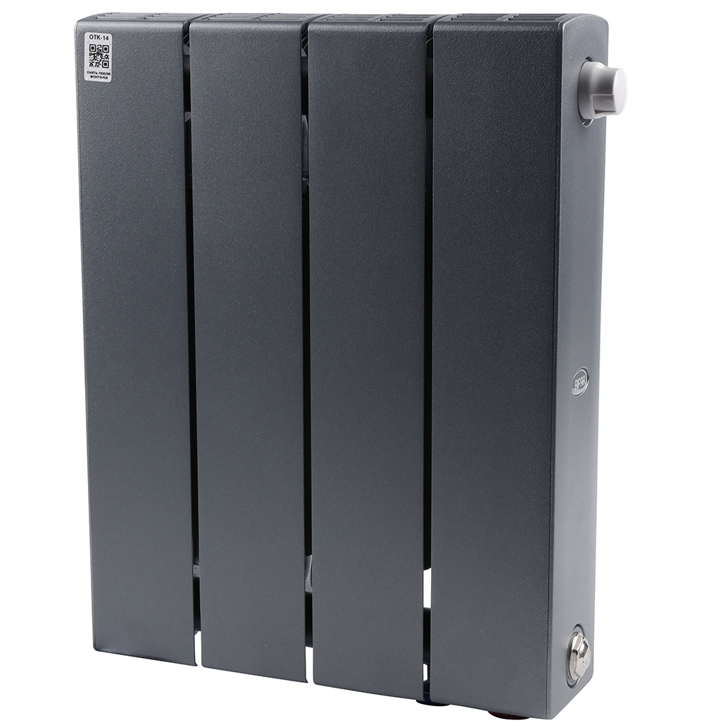 Радиатор биметаллический RIFAR SUPReMO VENTIL 350 SVR 4 секций нижнее правое подключение (Цвет ТИТАН), 4RS35.VR-4-TI