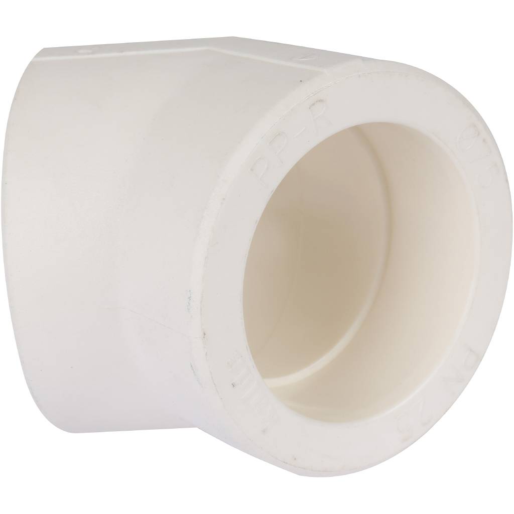 Угольник 45* Kalde d=75 для полипропиленовых труб под сварку (цвет белый)