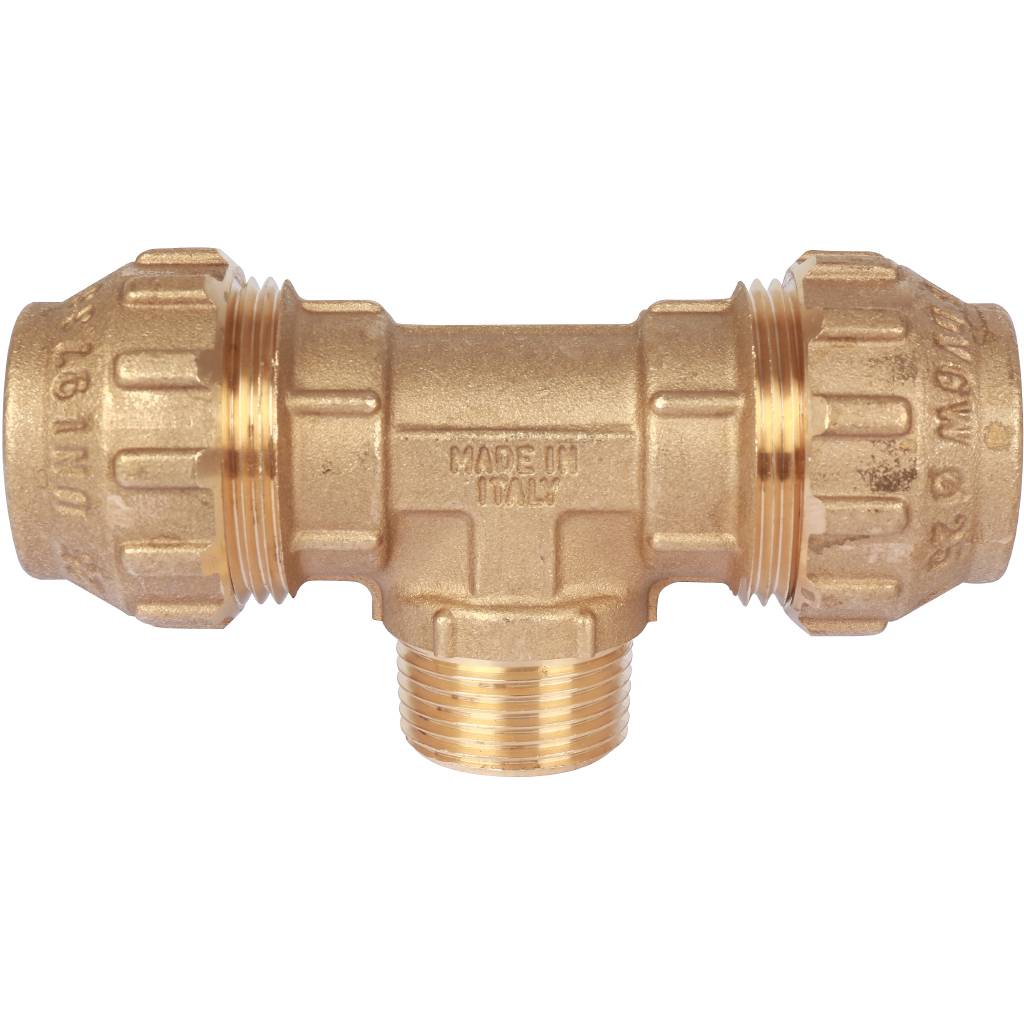 Тройник TIEMME с наружной резьбой 25х3/4х25 для труб ПНД винтовой, 3400069