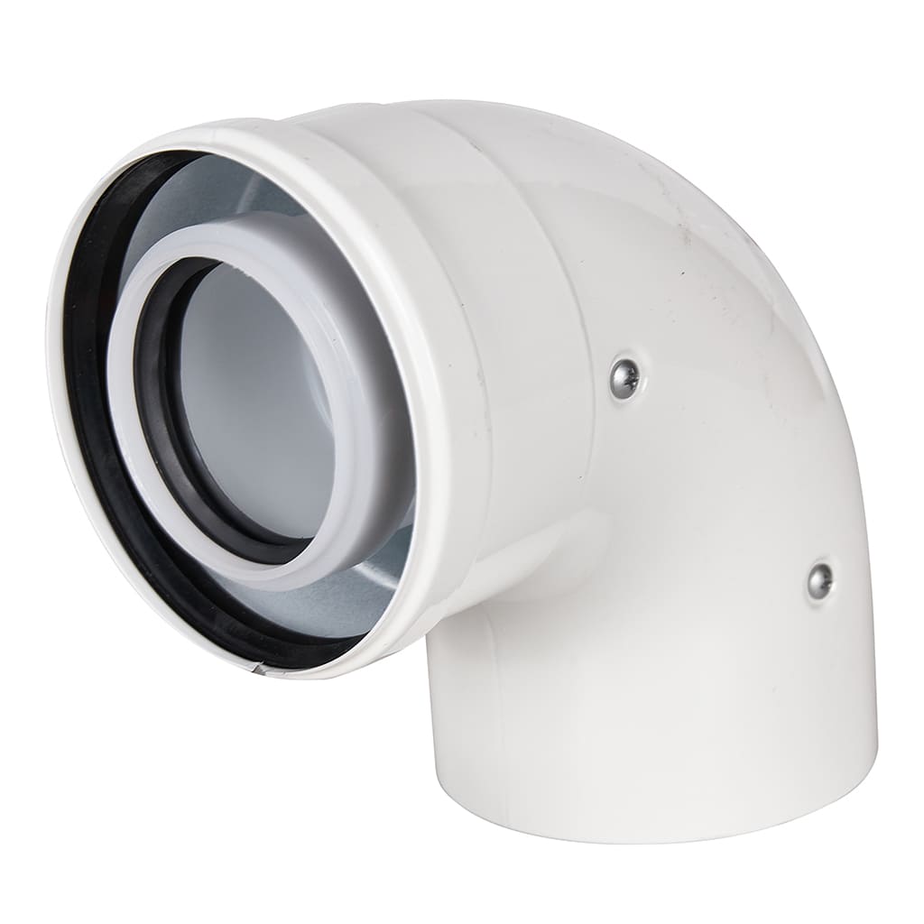 Отвод 90° конденсационный коаксиальный ROMMER D60(п-м)/100(п-м), RCA-8610-010090