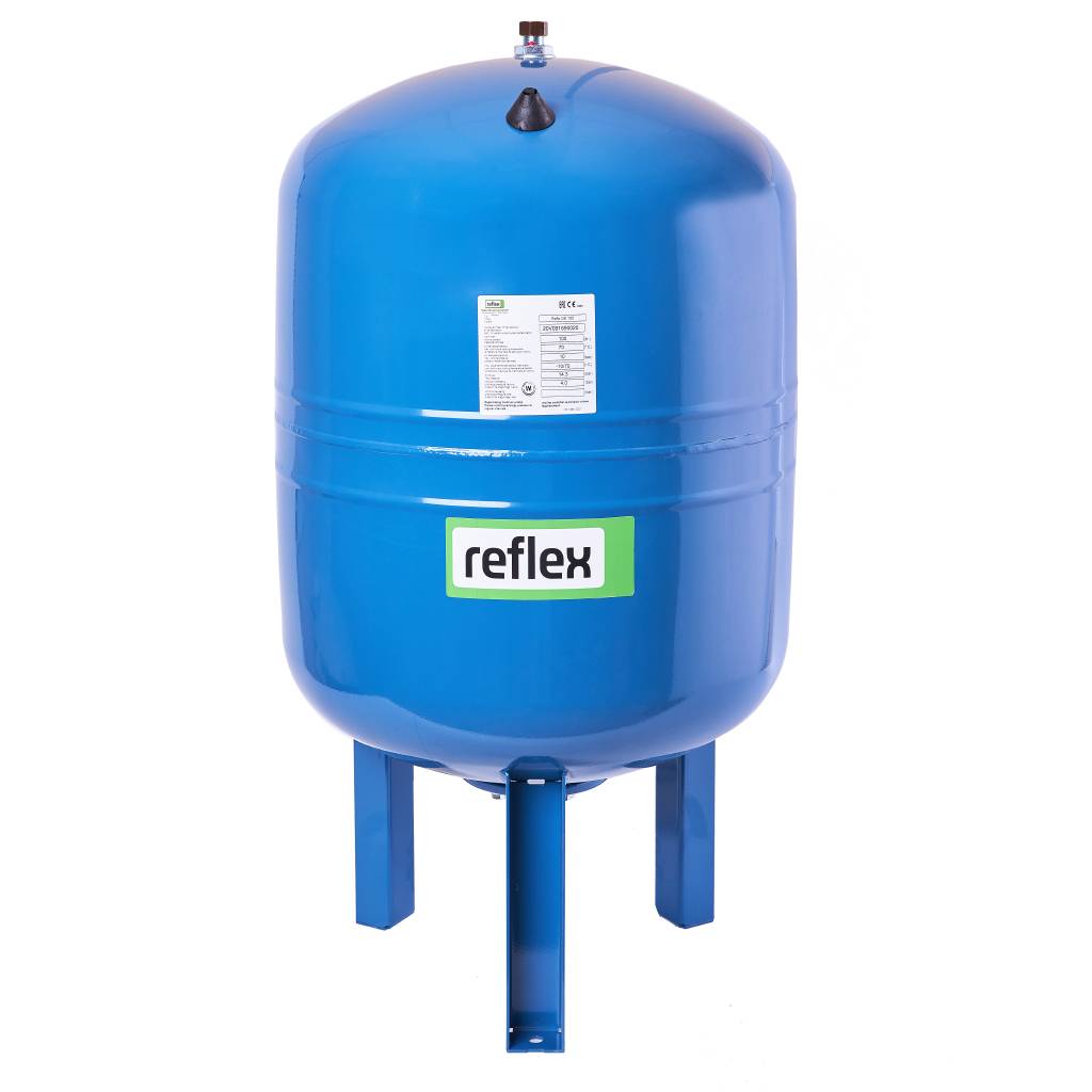 Мембранный бак Reflex DE 100/10 для водоснабжения вертикальный (цвет синий), 7306600