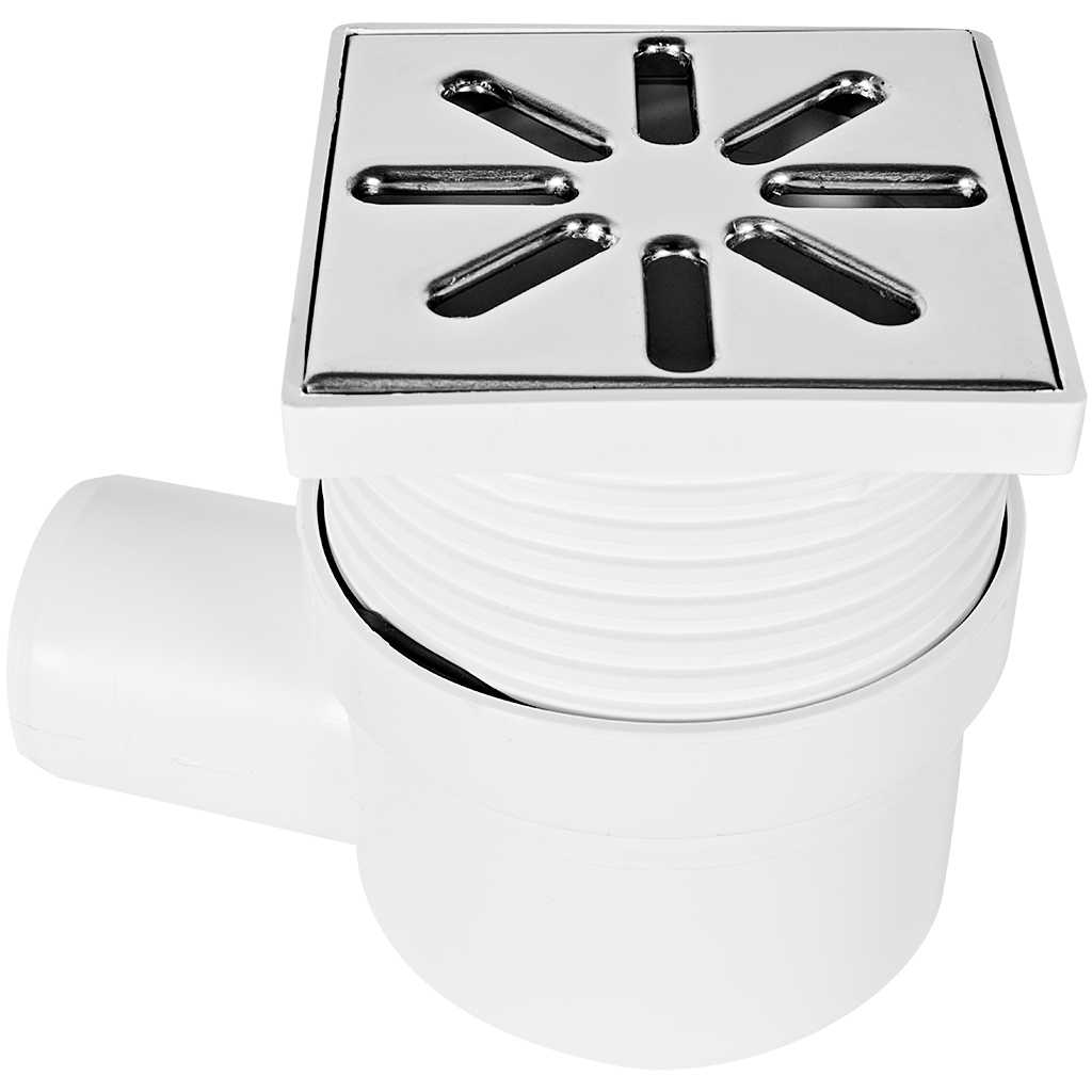 Трап регулируемый, боковой Sinikon металлическая решетка, 100*100 (Белый) D50, 10.В.050.R.M.B