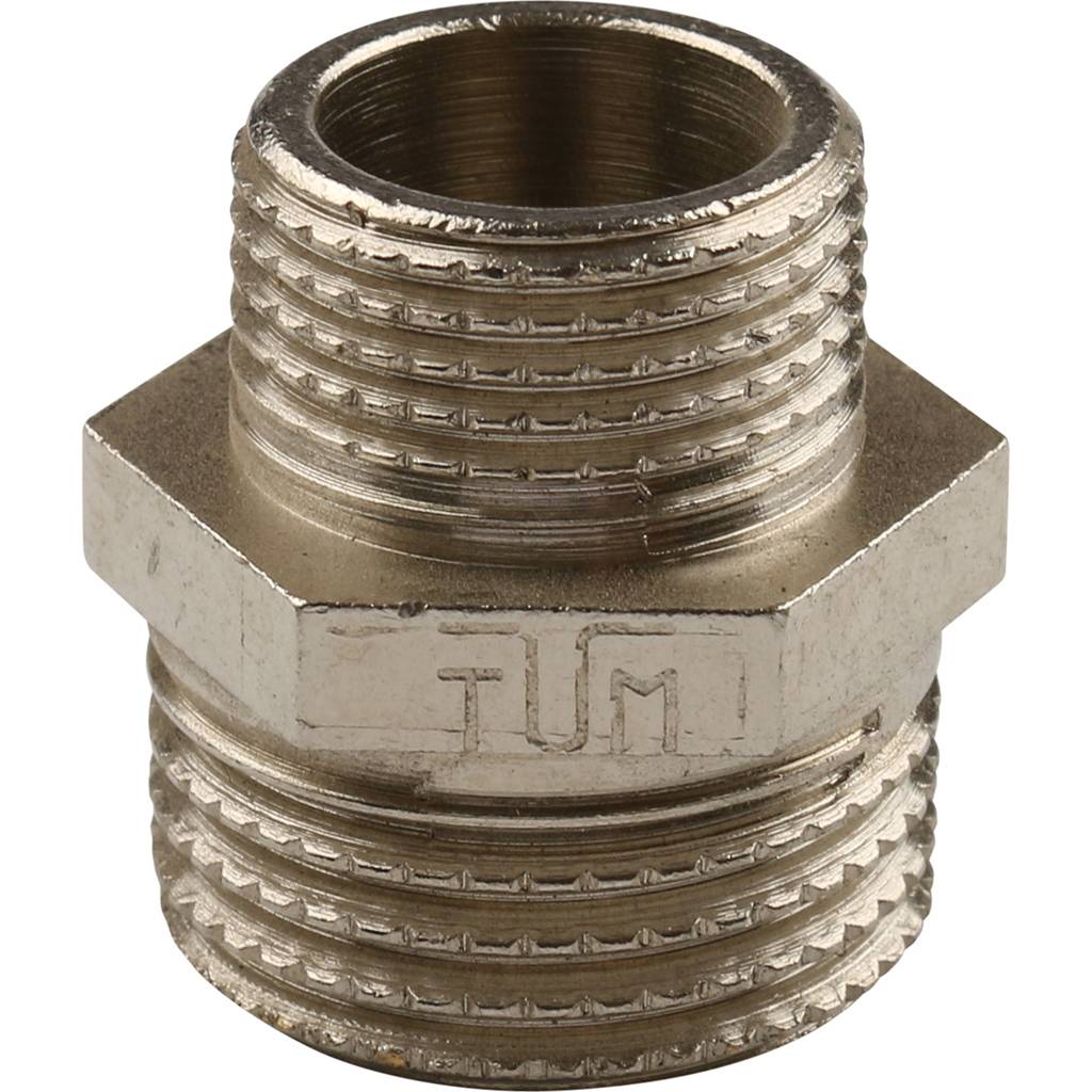 Ниппель HH TIEMME никелированный 3/4х1/2 для стальных труб резьбовой, 1500124