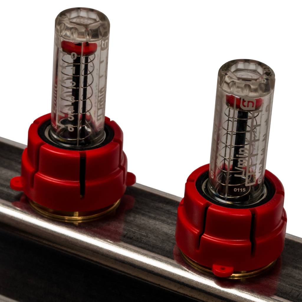 Коллектор из нержавеющей стали с расходомерами, с клапаном вып. воздуха и сливом STOUT 12 выходов, SMS-0927-000012