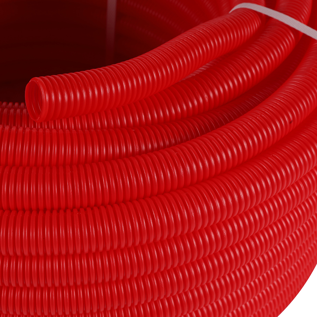 Труба гофрированная STOUT ПНД, цвет красный, наружным диаметром 23 мм для труб диаметром 16 мм, SPG-0002-502316