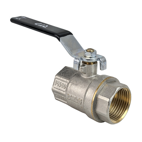 Кран шаровой ручка рычаг, латунь, внутренняя/внутренняя резьба 1,PN40 еврослот, никель, RTP