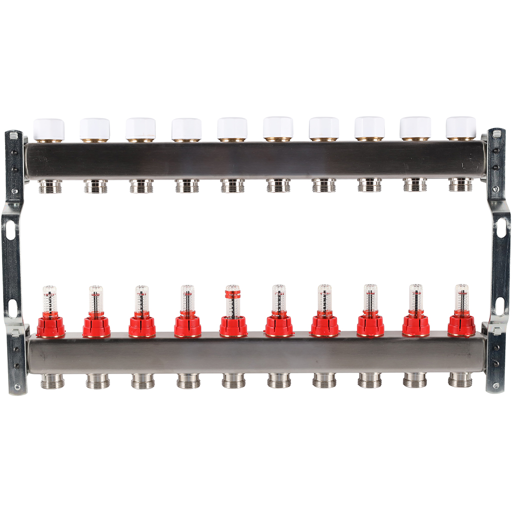 Коллектор из нержавеющей стали с расходомерами ROMMER 10 выходов