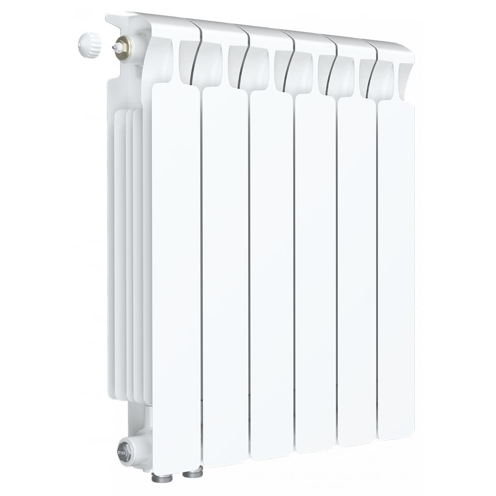 Радиатор биметаллический RIFAR MONOLIT VENTIL 500 MVL 6 секций нижнее левое подключение (белый RAL 9016), 3RM50.VL-6