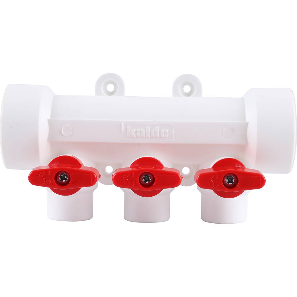 Коллектор с воздухоотводчиком и запорными кранами Kalde (3 выхода)