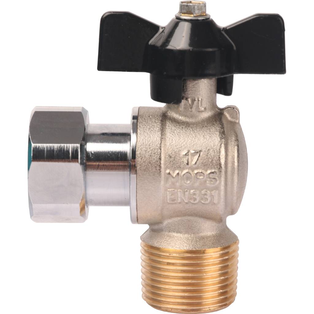 Кран шаровой STOUT с накидной гайкой угловой, НР/накидная гайка, ручка бабочка 3/4x3/4, SVB-0010-000020