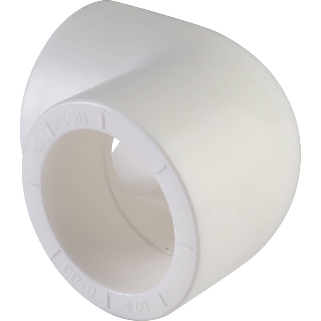 Угольник Политэк d=40 90* для полипропиленовых труб под сварку (цвет белый), 9000000340