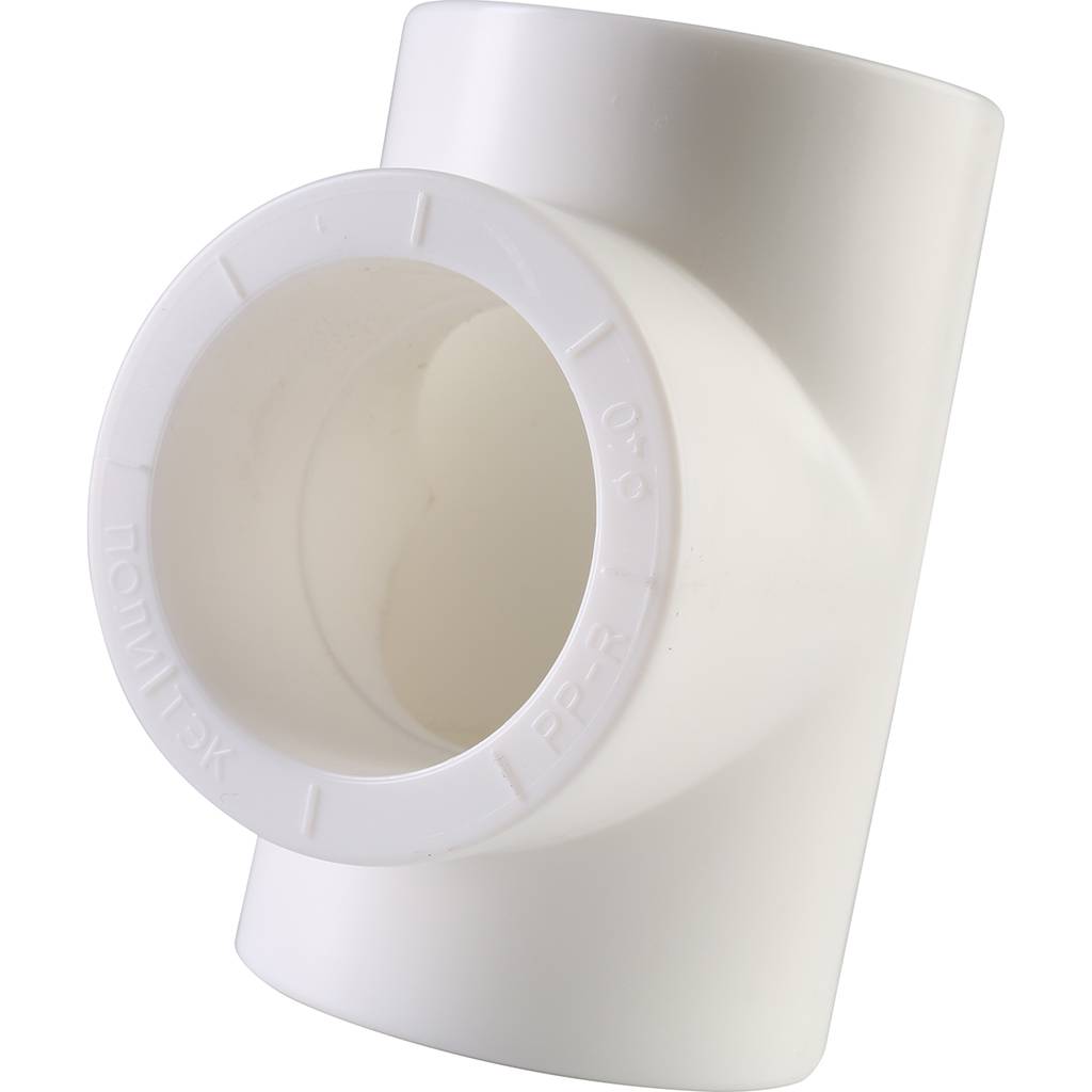 Тройник Политэк d=40 для полипропиленовых труб под сварку (цвет белый), 9000000440