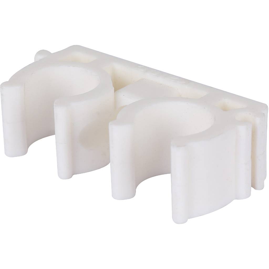 Двойное крепление Kalde d=16 для полипропиленовых труб под сварку (цвет белый), 3592-bck-160000