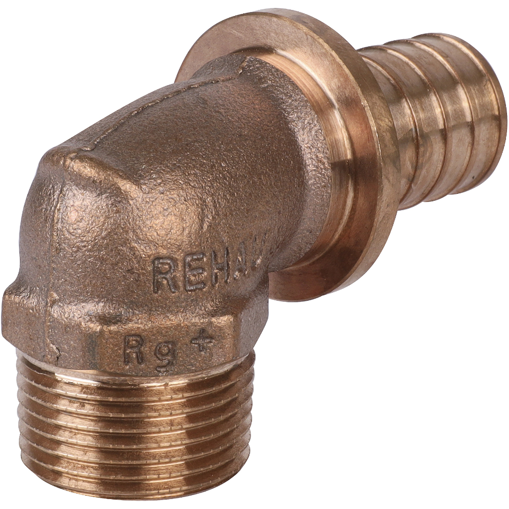 Угольник-переходник РЕХАУ RAUTITAN с наружной резьбой 25-R 3/4 RX+ для труб из сшитого полиэтилена аксиальный, 14563501001