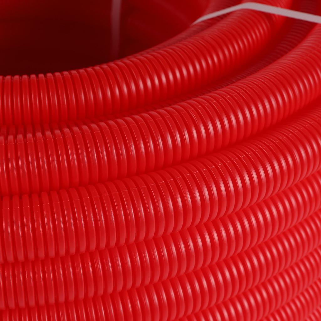 Труба гофрированная STOUT ПНД, цвет красный, наружным диаметром 28 мм для труб диаметром 20 мм, SPG-0002-502820