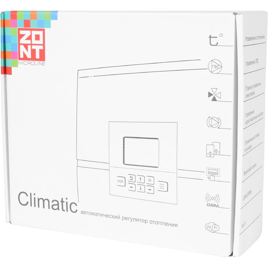 Погодозависимый автоматический регулятор ZONT Climatic 1.2 (741) для многоконтурных систем отопления (1 прямой + 2 смесительных контура), ML00004510
