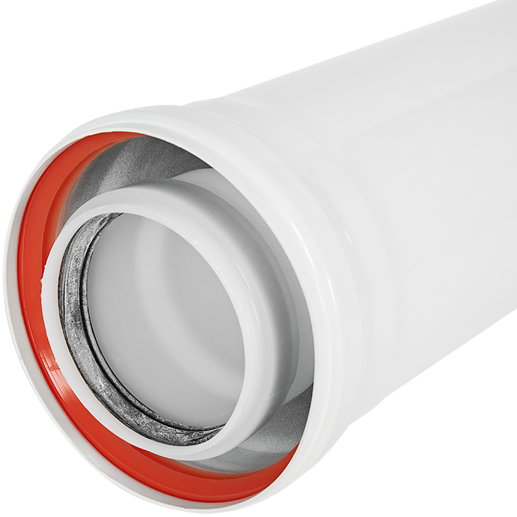 Удлинитель дымохода конденсационный коаксиальный ROMMER D80(п-м)/125(м-п), L1000