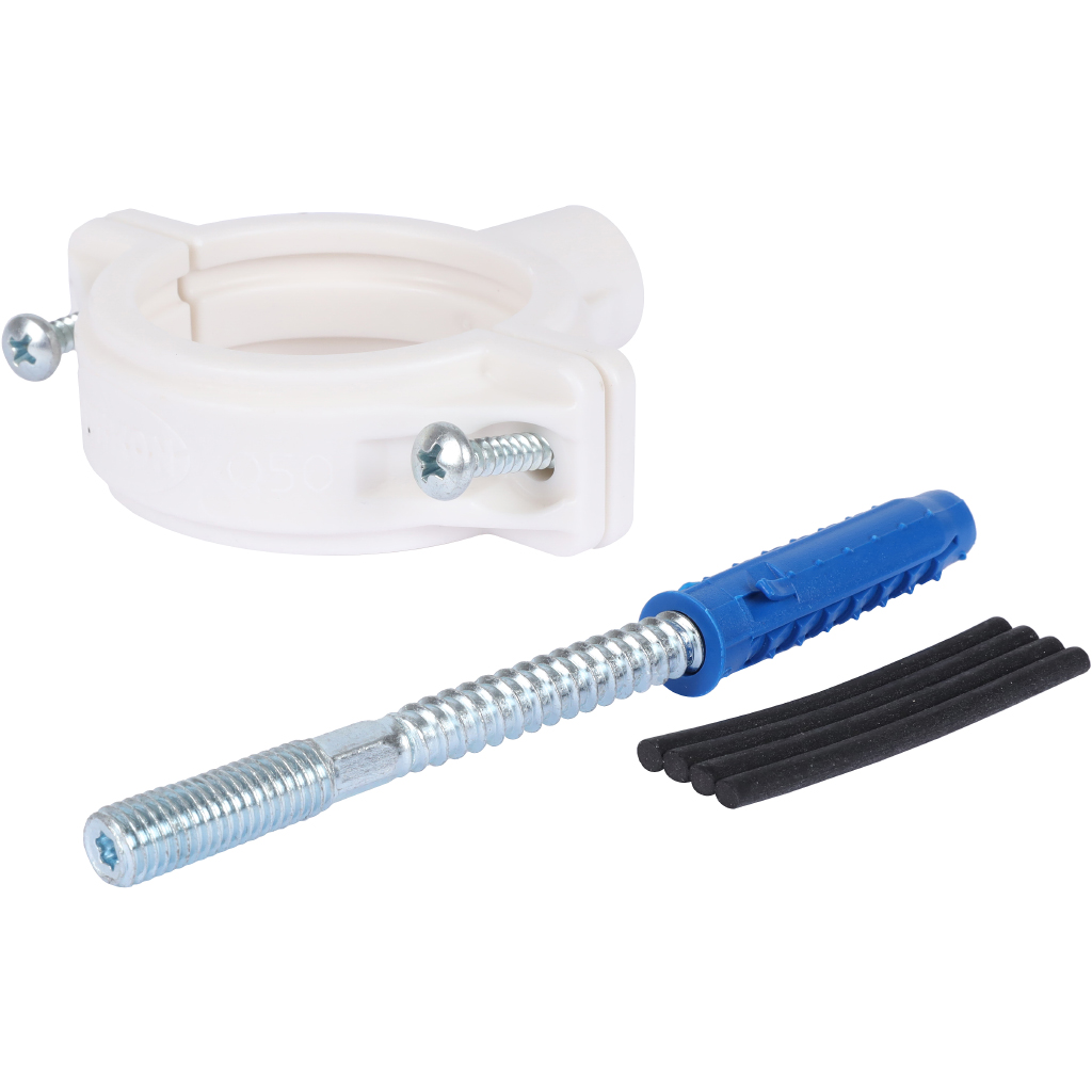 Хомут Sinikon ПП D050 белый Комфорт Плюс со шпилькой и дюбелем, KPP.050.K.D