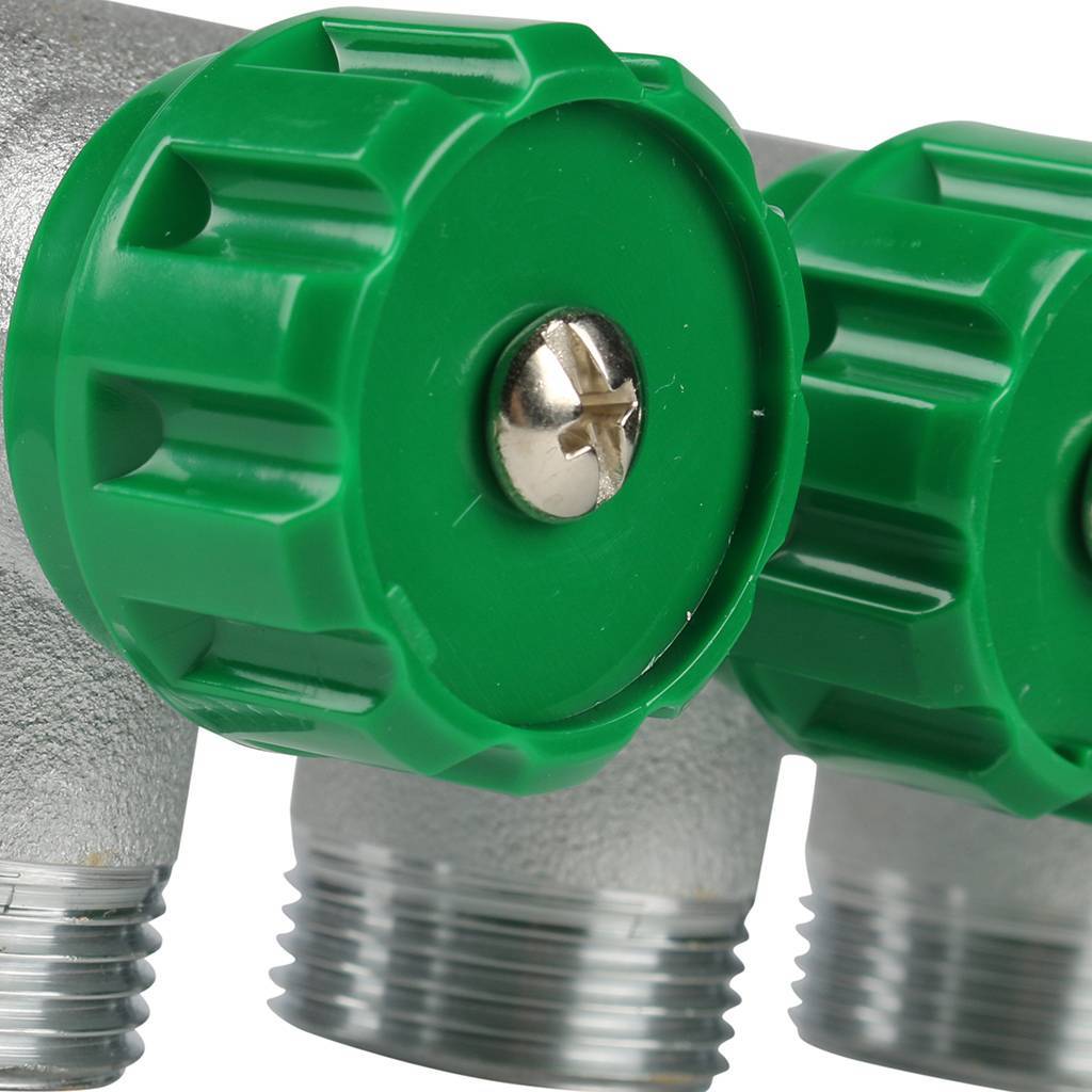 Коллектор распределительный FAR 1 , проходной, хромированный, 4 отвода 3/4  плоское уплотнение