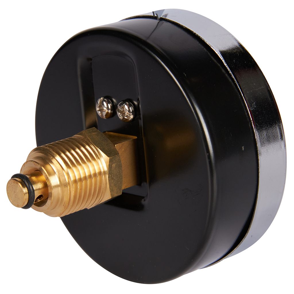 Термоманометр аксиальный ROMMER 80 мм 120 градусов в комплекте с автоматическим запорным клапаном 1/2