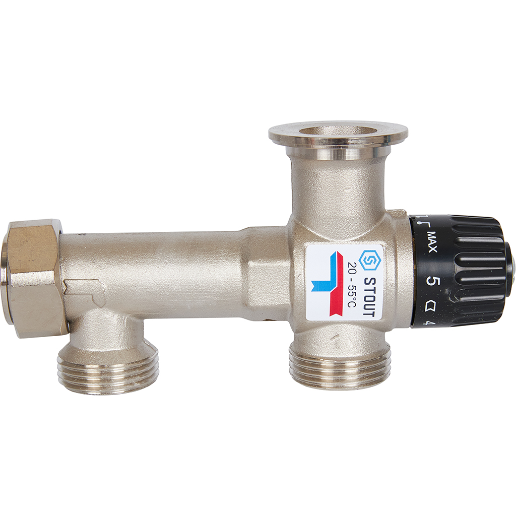 Насосно-смесительный узел STOUT SDG-0120 с термостатическим клапаном 20-55°C, без насоса, SDG-0120-005010