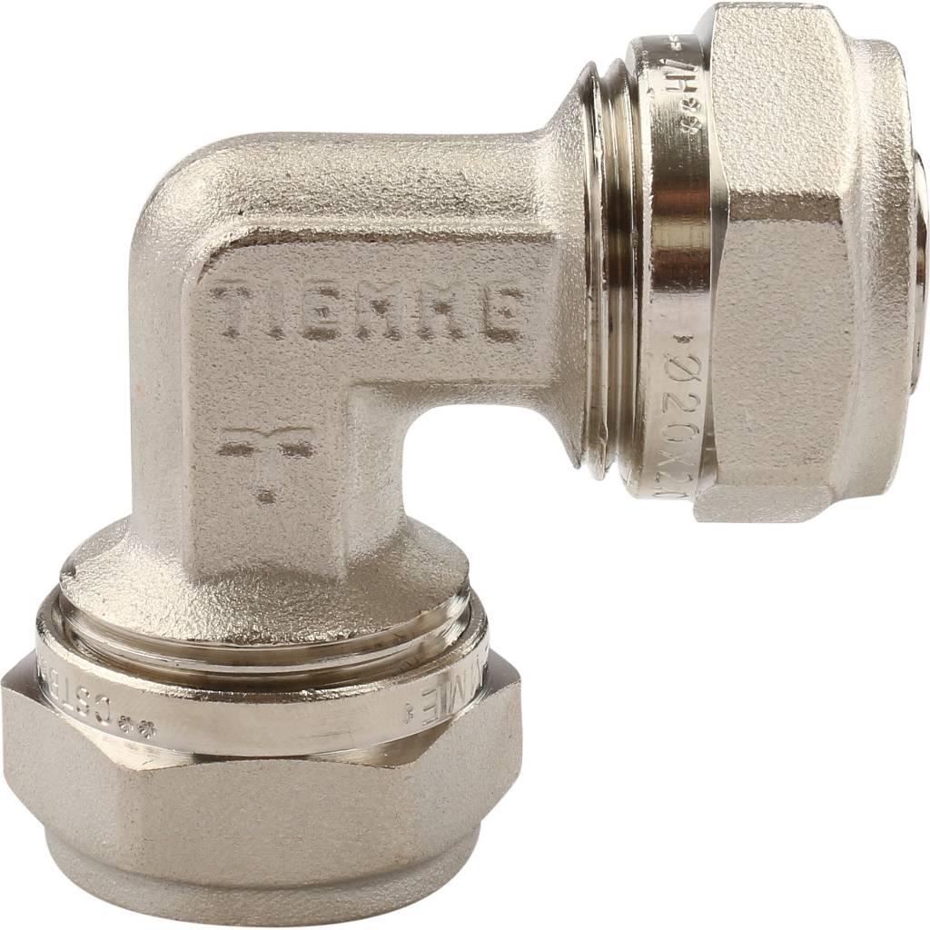 Угольник TIEMME 90° (20х2.0) для металлопластиковых труб винтовой, 1600014