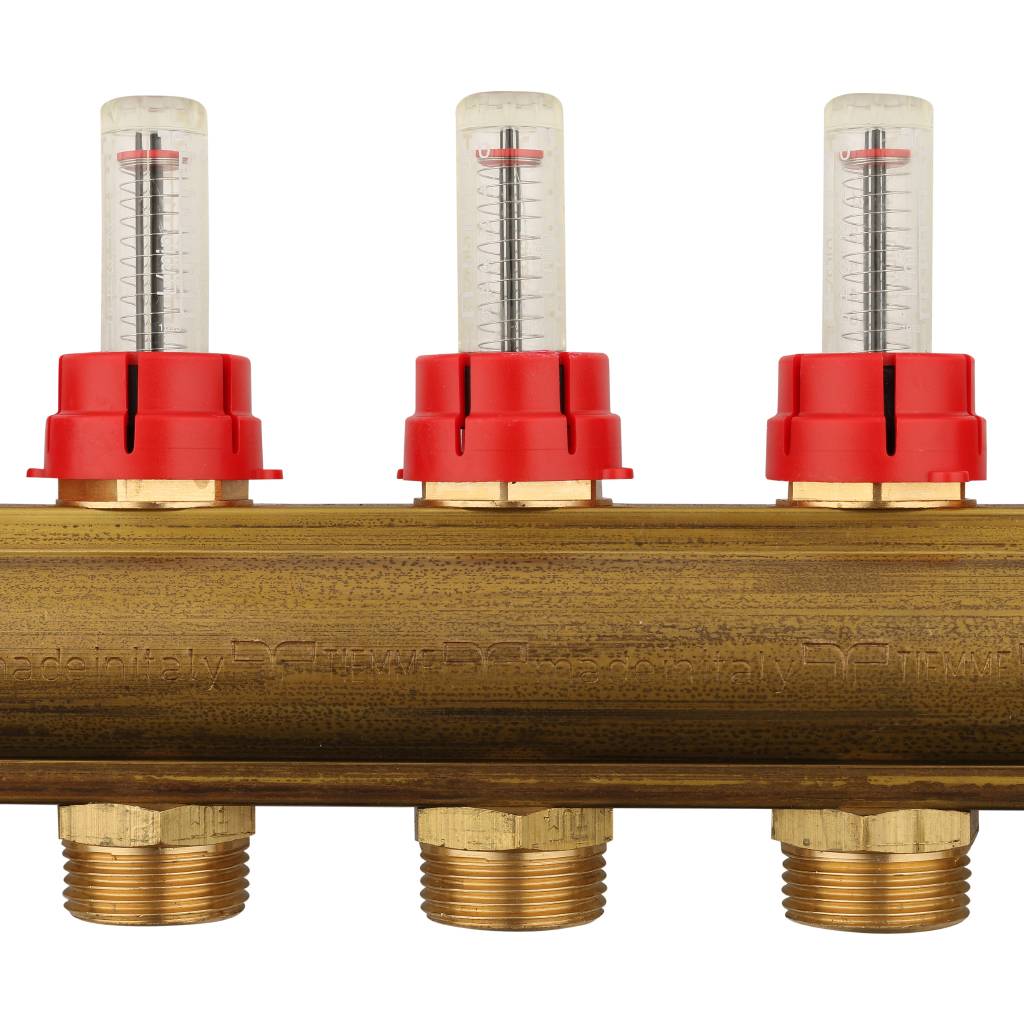 Коллектор в сборе с расходомерами на 9 выходов TIEMME 1х3/4 ЕК, 3870009(3871G060509)