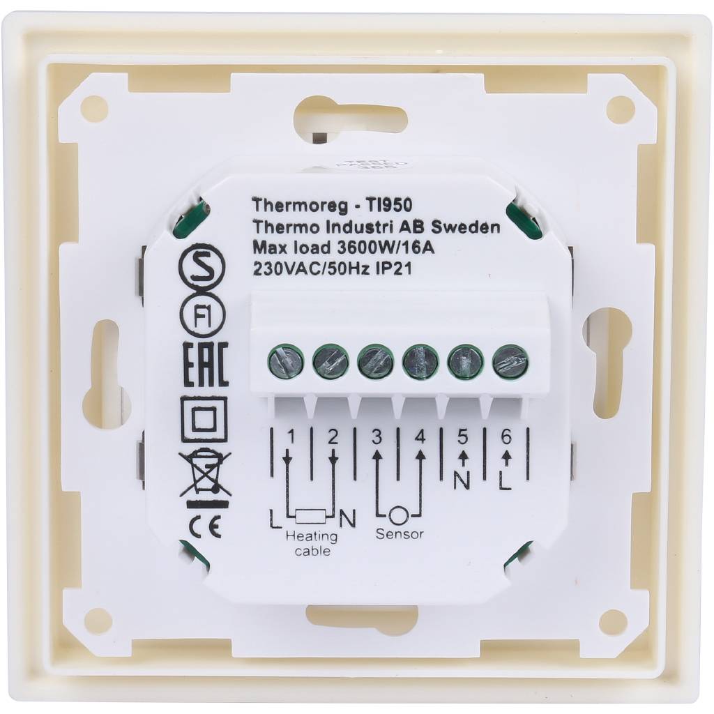 Терморегулятор THERMO Thermoreg Design 16 А, TI-950D