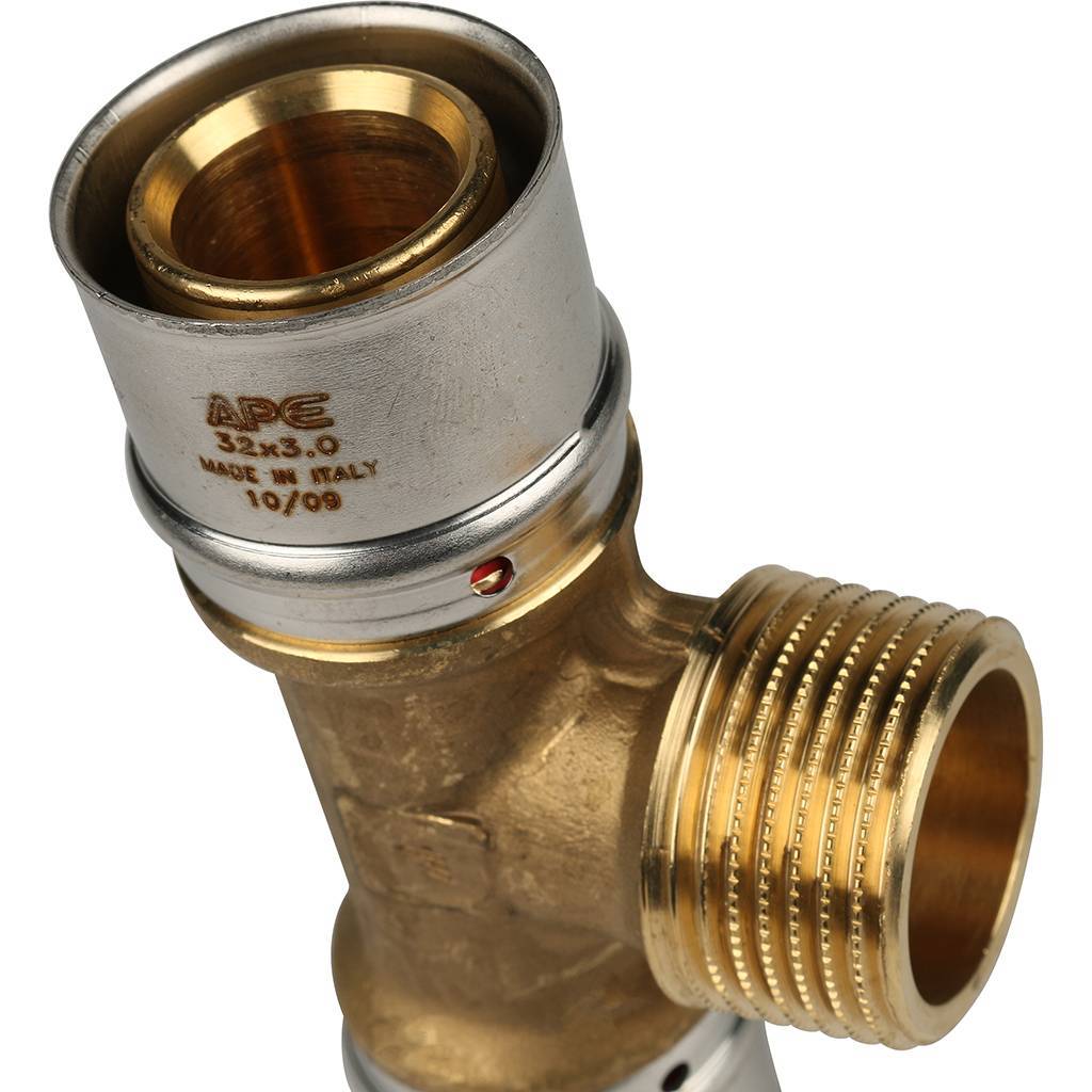 Тройник-переходник STOUT с наружной резьбой 32х1 х32 для металлопластиковых труб прессовой, SFP-0008-320132