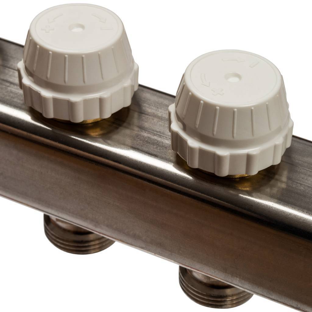 Коллектор из нержавеющей стали без расходомеров, с клапаном вып. воздуха и сливом STOUT 7 выходов, SMS-0932-000007