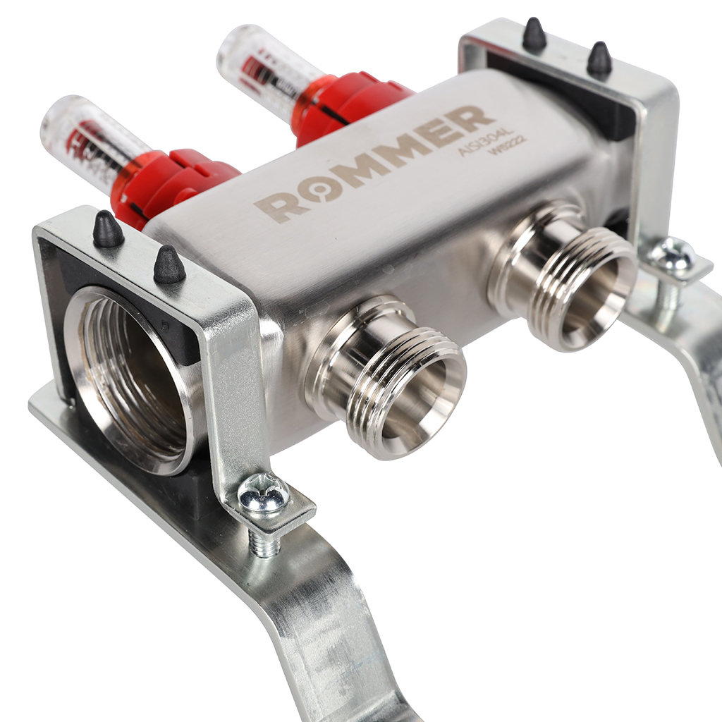 Коллектор из нержавеющей стали с расходомерами ROMMER 2 выхода, RMS-1200-000002