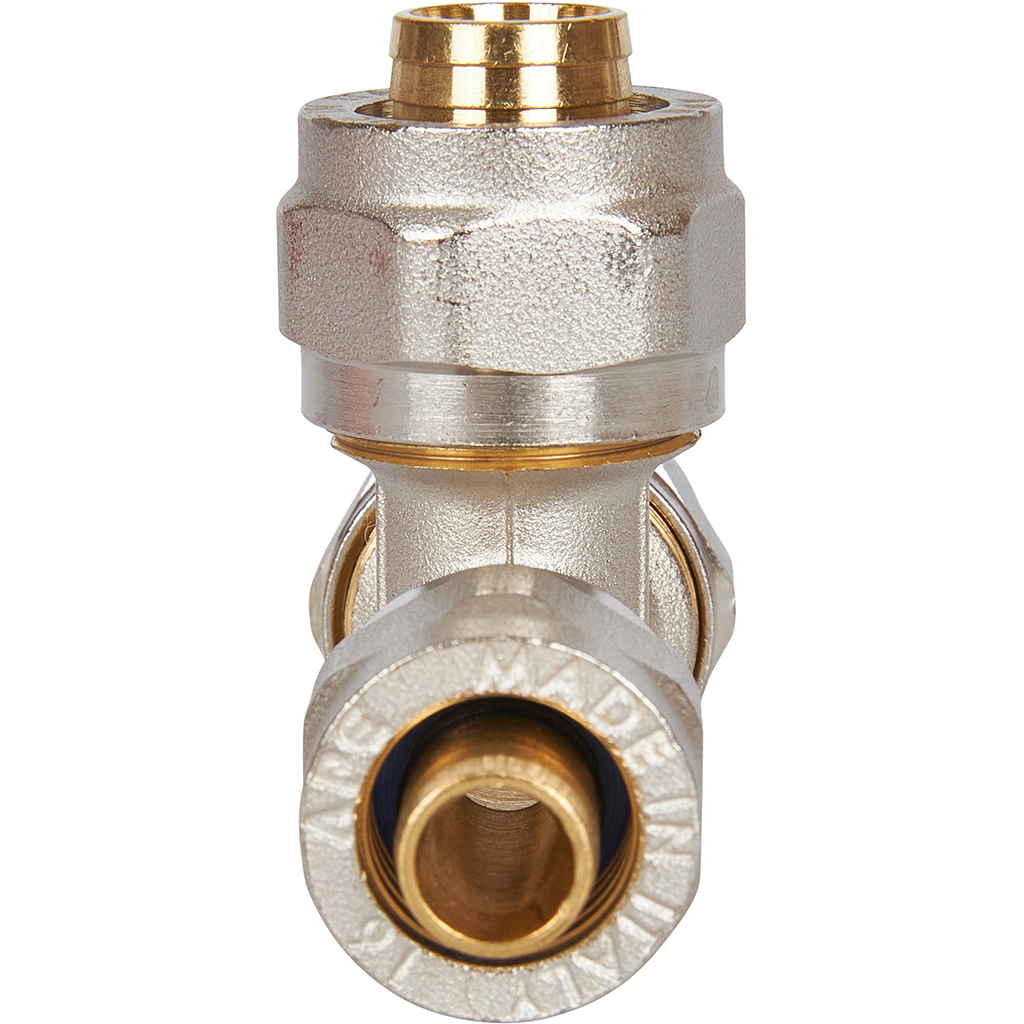 Тройник переходной STOUT 20x20x16 для металлопластиковых труб винтовой, SFS-0010-202016