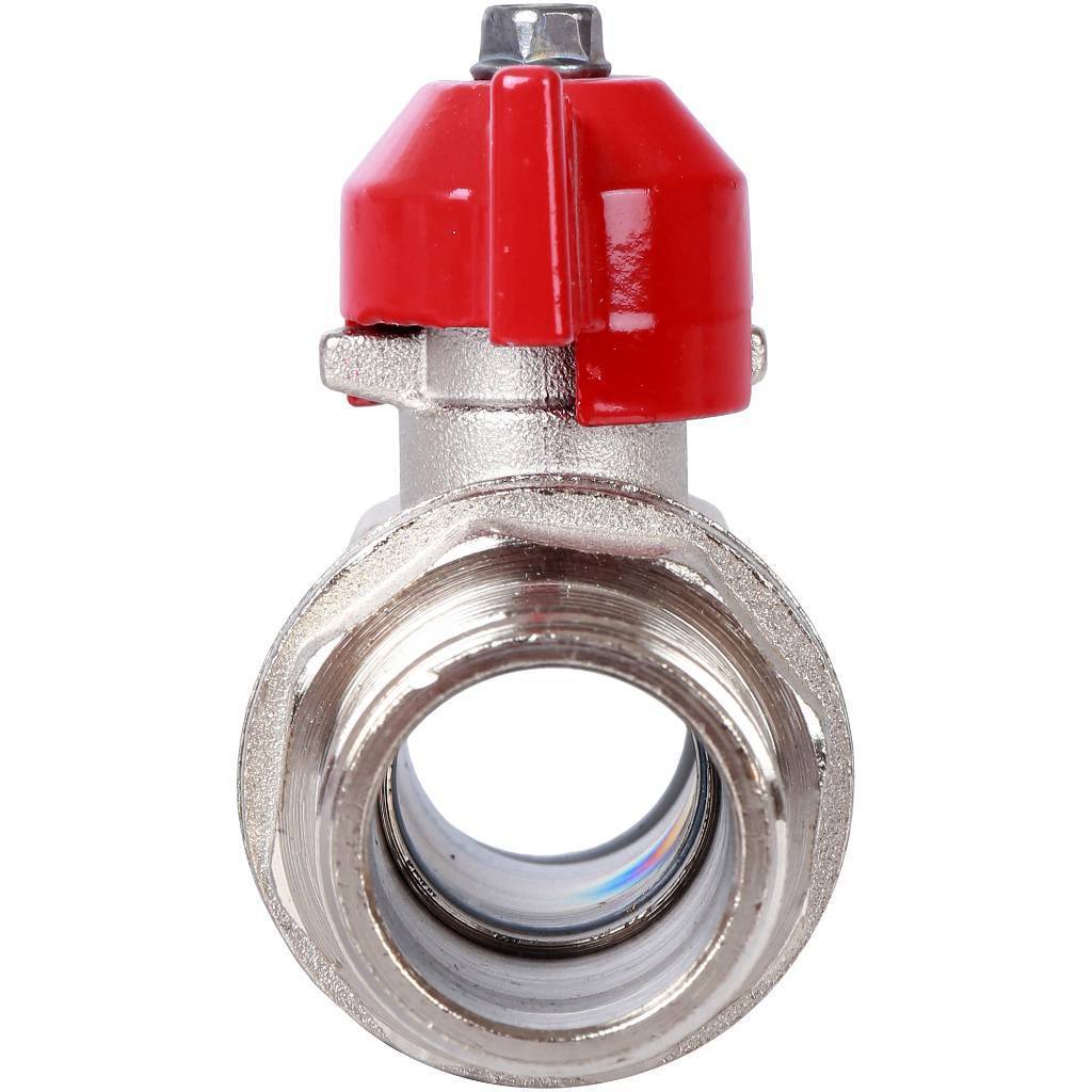 Кран шаровой стандартнопроходной STOUT ВР/НР, ручка бабочка 3/4 (красная ручка)