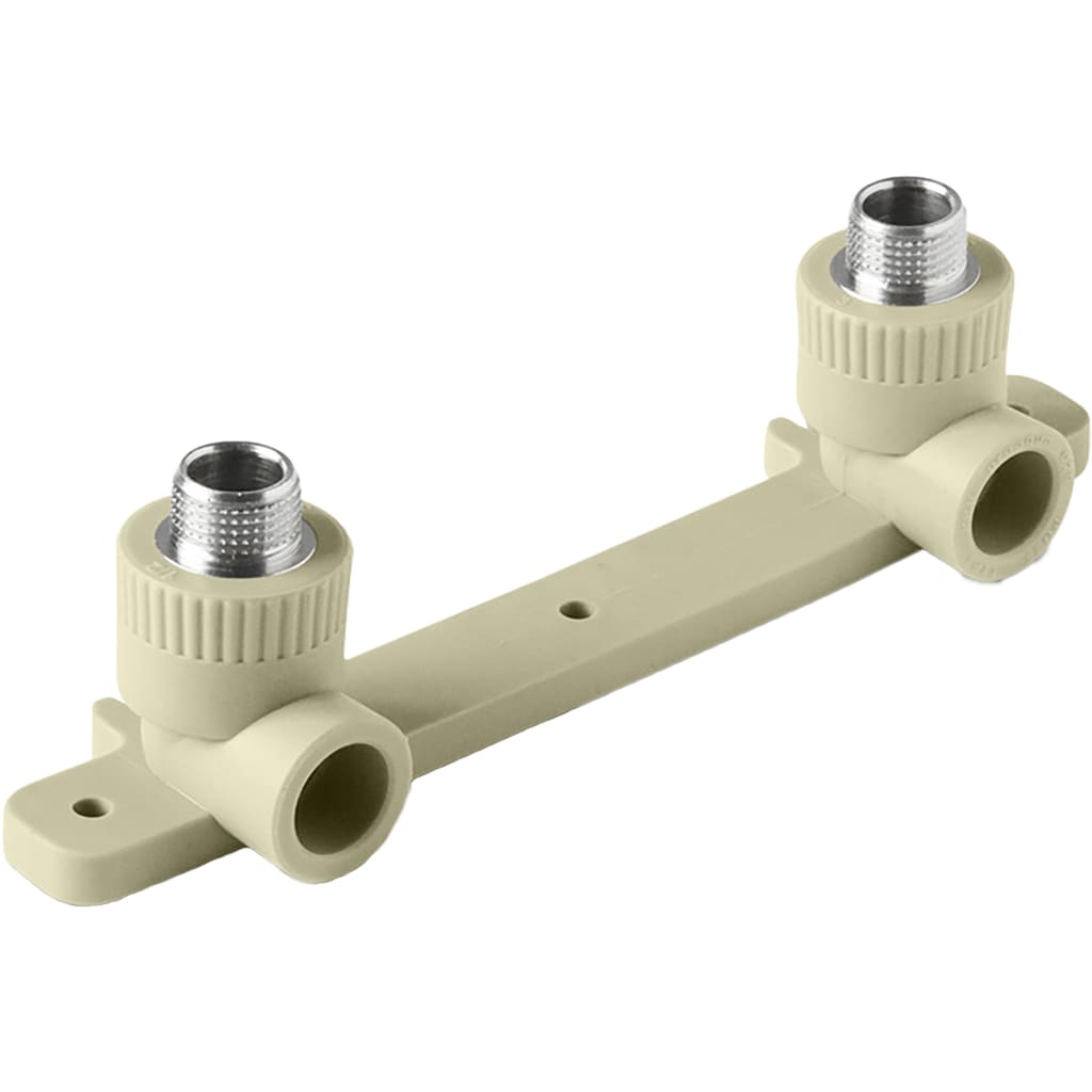 Угольник двойной Pro Aqua d=25-1/2 PP-R с креплением комбинированный НР Серый, PA280112PG