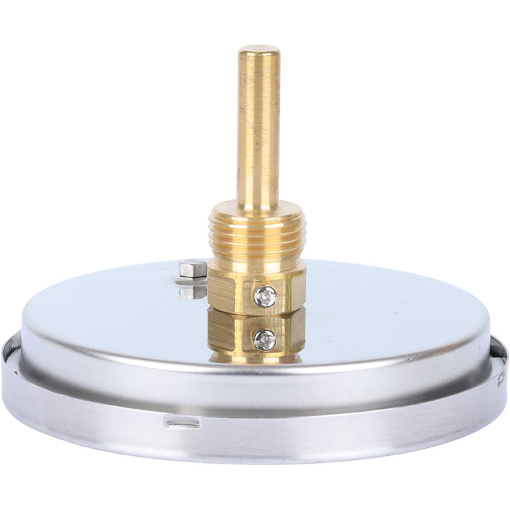 Термометр биметаллический погружной РОСМА 100 мм c гильзой 120 градусов 1/2 осевой шток 46х6 мм БТ-41.211