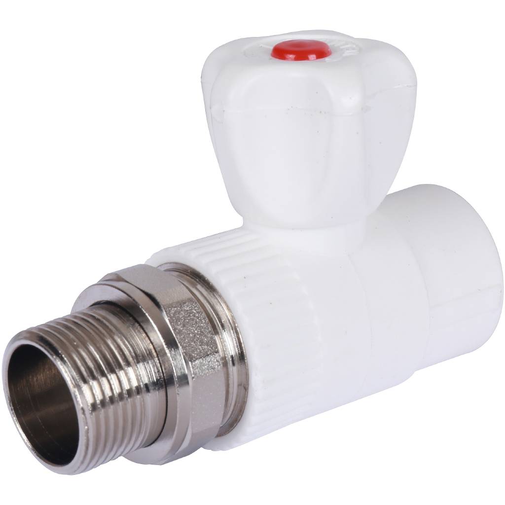Кран шаровой Политэк 25х3/4 для радиатора прямой для полипропиленовых труб под сварку (цвет белый)
