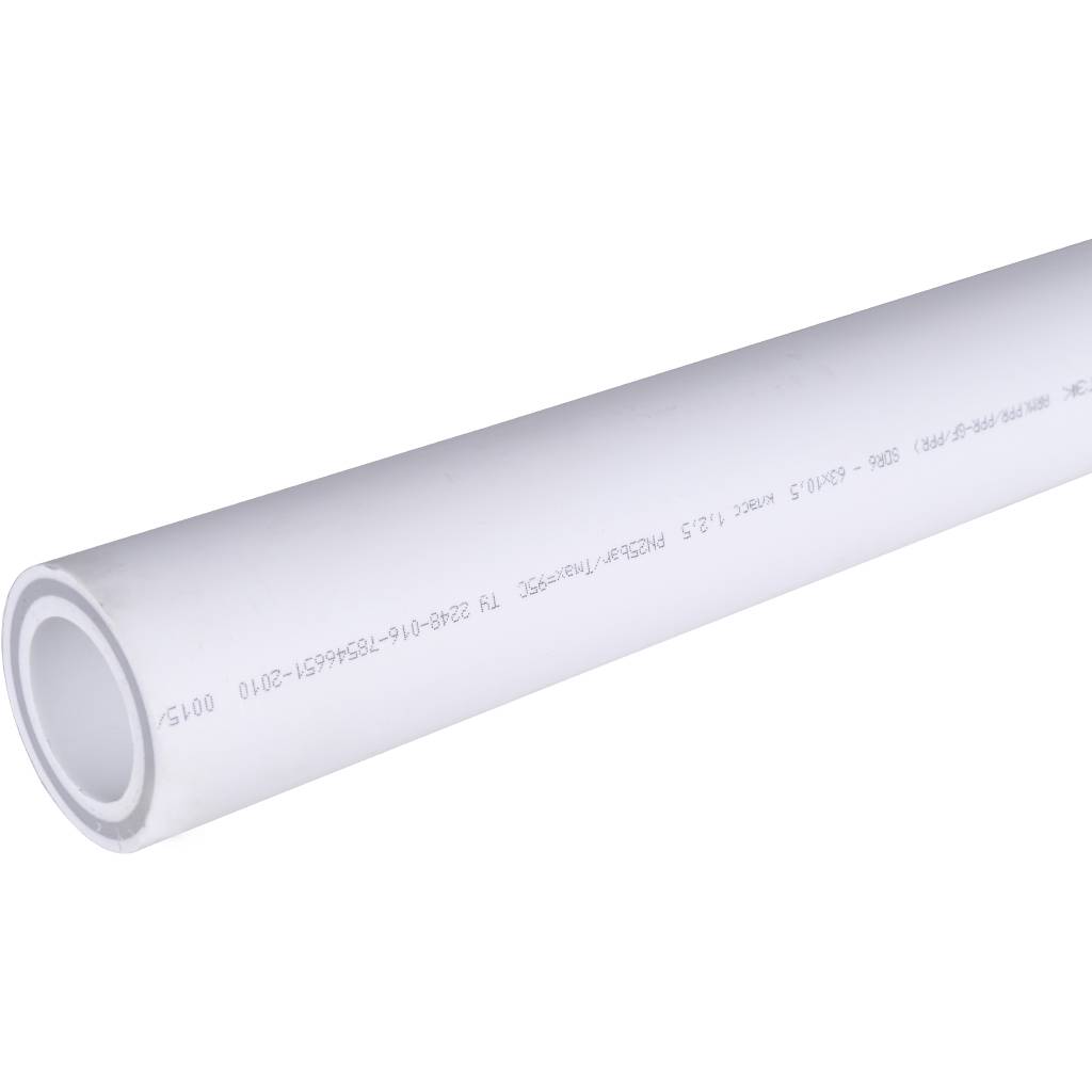 Труба полипропиленовая армированная Политэк d=63х10,5 (PN 25) (стекловолокно) (цвет белый), 9250063105