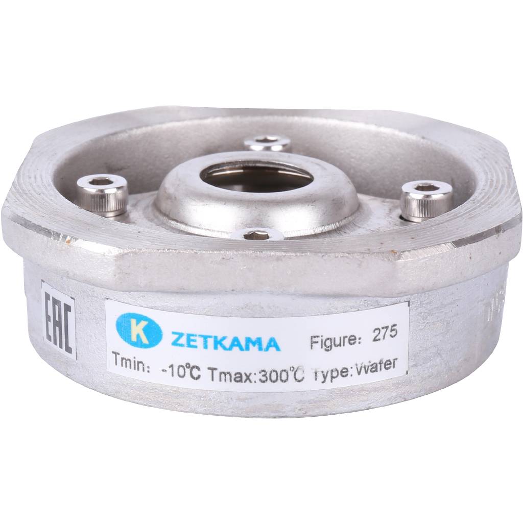 Клапан обратный пружинный ZETKAMA 275I Ду25 Ру40 межфланцевый из нерж. стали, 275I025E51