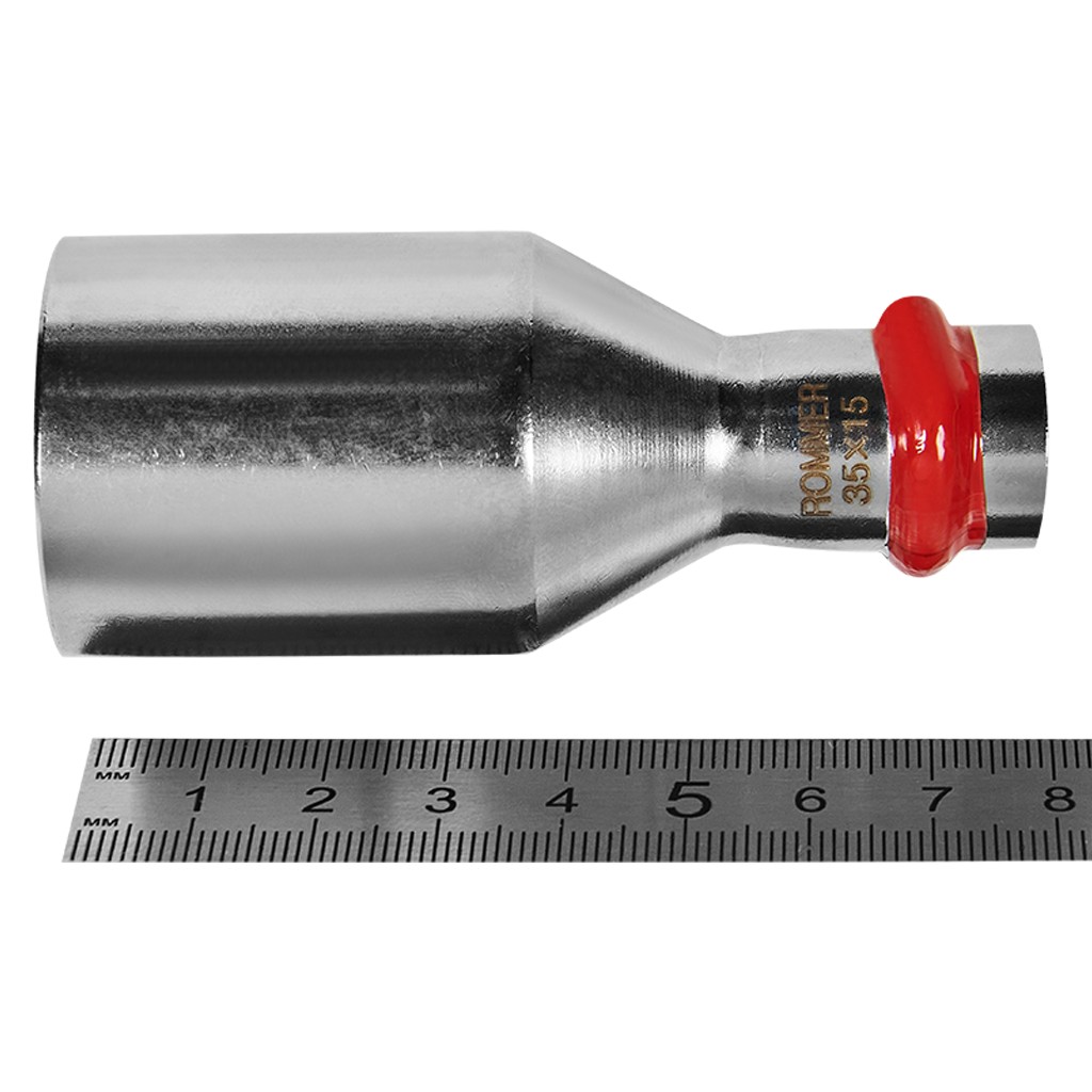 Муфта ROMMER переходная НПр-ВПр, 35х15, из нержавеющей стали прессовой, RSS-1020-003515