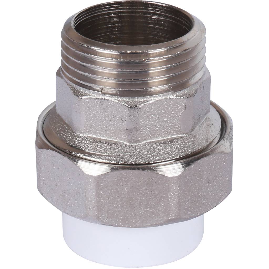 Муфта разъемная с наружной резьбой Политэк 20х3/4 для полипропиленовых труб под сварку (цвет белый), 9800002034