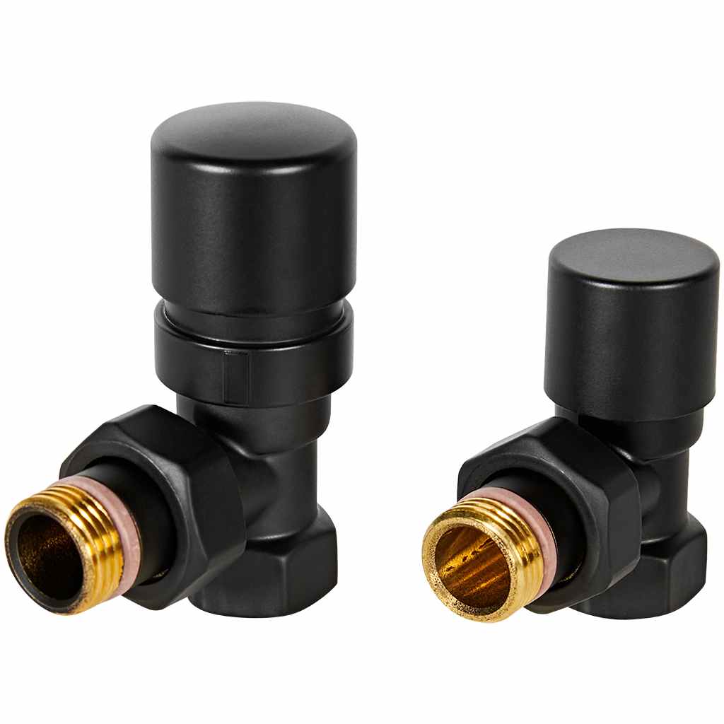 Комплект клапанов термостатических STOUT Design черный, угловой 1/2, SVTDK-0002-000015B