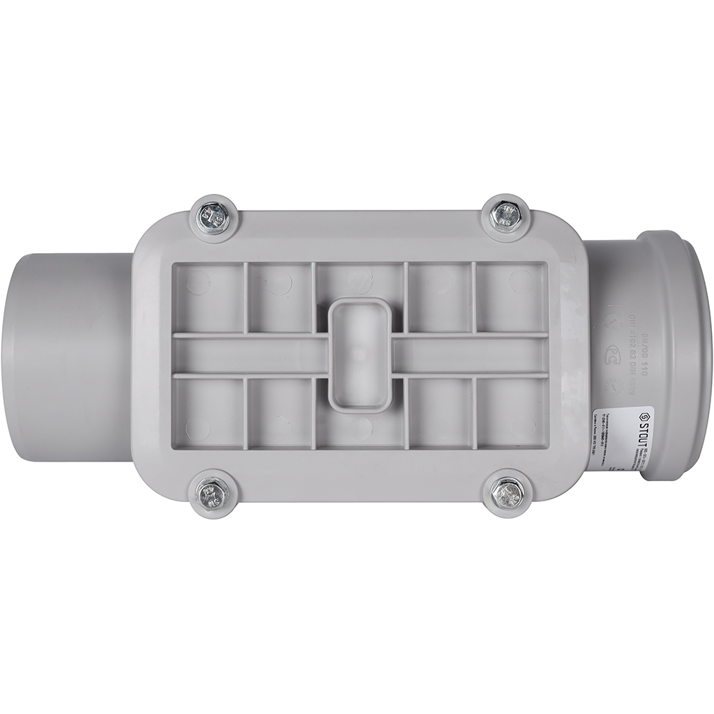 Ревизия с прямоугольной крышкой канализационная бесшумная STOUT D110, SKB-0014-000110