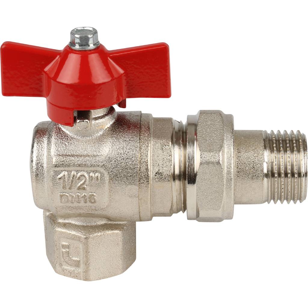 Кран шаровой Itap угловой полнопроходной IDEAL 298 1/2 (бабочка), американка