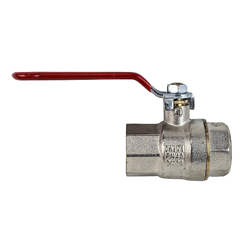 Кран шаровой ручка рычаг, латунь, внутренняя/внутренняя резьба  3/4,PN40 еврослот, никель, РТП