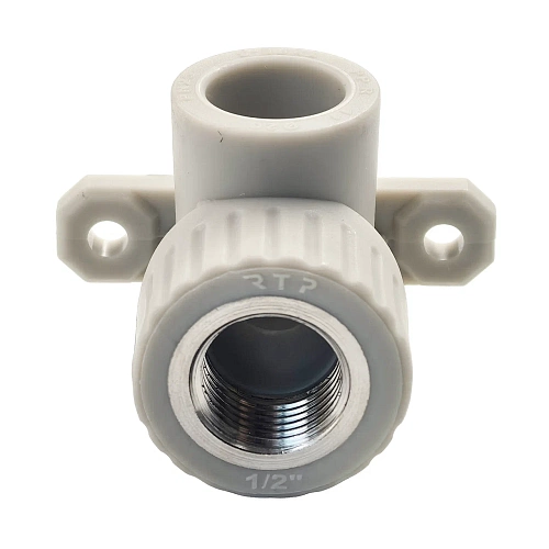 Угольник комбинированный с креплением PPR внутренняя резьба 20х 1/2,  серый, РТП