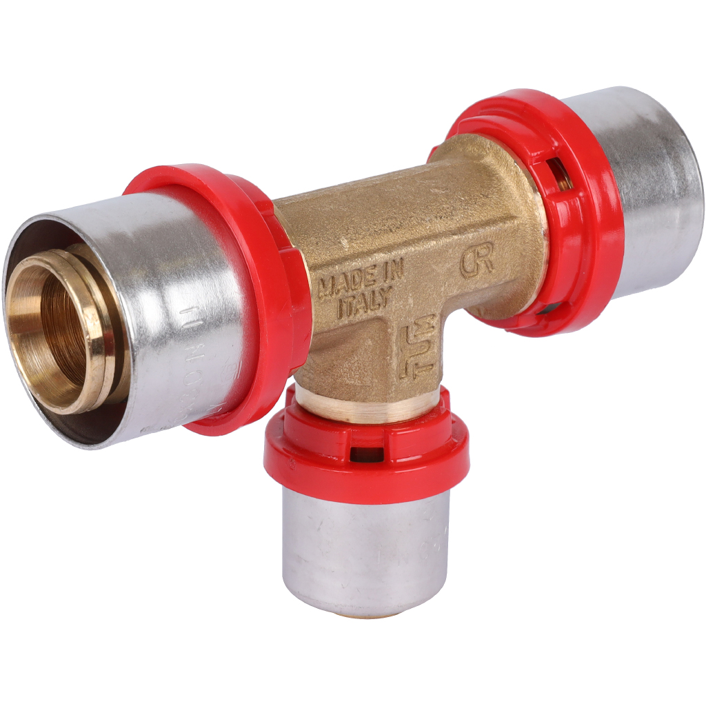 Тройник TIEMME редукционный 26x20x26 для металлопластиковых труб прессовой, 1650017