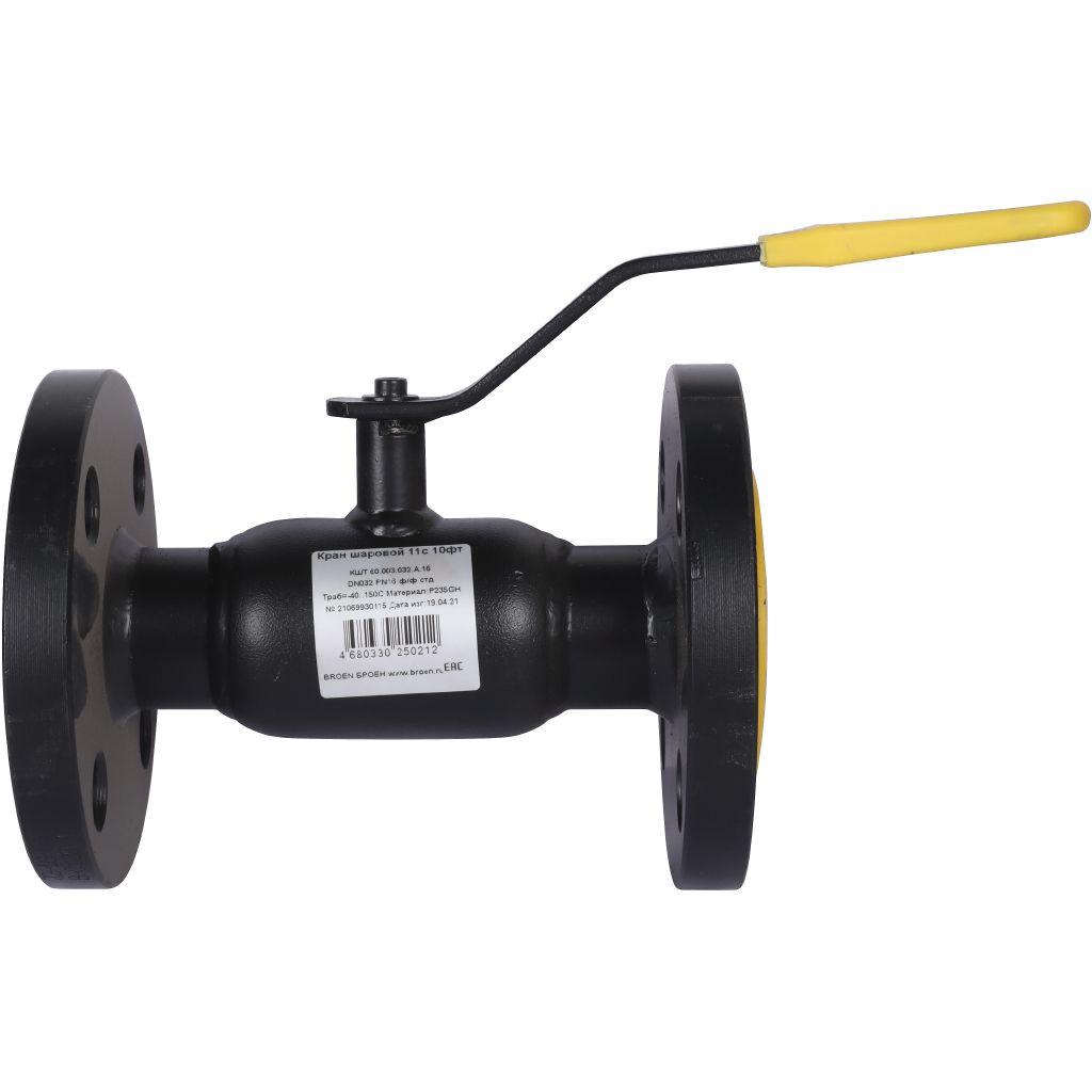 Кран шаровой стальной БРОЕН 11с10фт ф/ф DN 032 PN 16 для теплоснабжения, 9459441