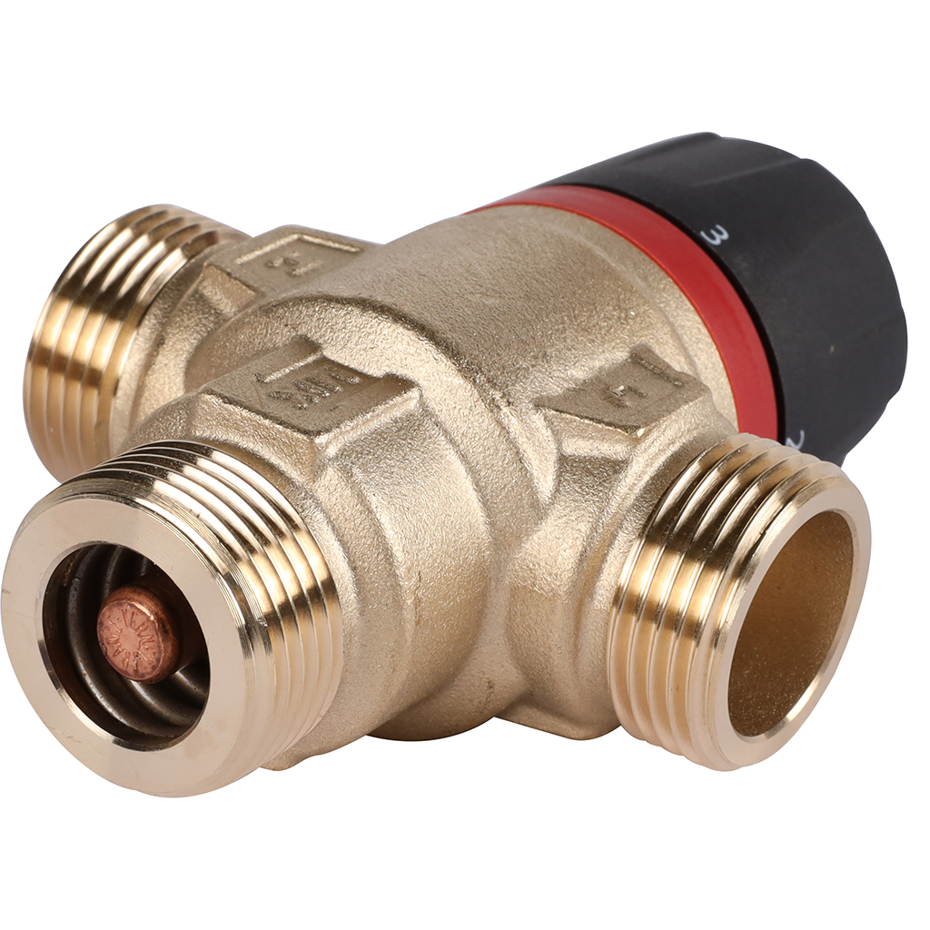 Термостатический смесительный клапан для систем отопления и ГВС ROMMER 3/4 НР 30-65°С KV 1,8 (центральное смешивание), RVM-1121-186520